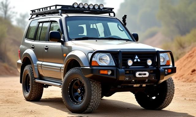 Mitsubishi Pajero with off-road aesthetic modifications